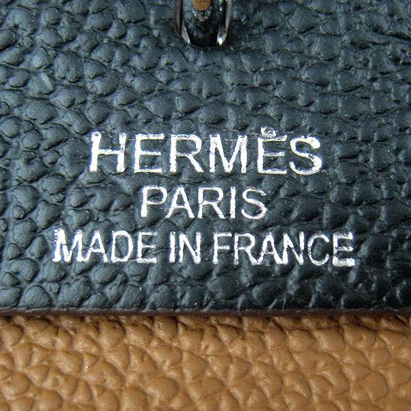 7A Replica Hermes Light Coffee/Black Kelly 32cm Togo Leather Bag 60667 - Click Image to Close